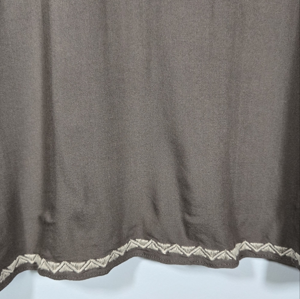 Chelsea & Theodore Embroidered Bohemian Top Womens Size Medium Green Boho Blouse - Picture 7 of 12